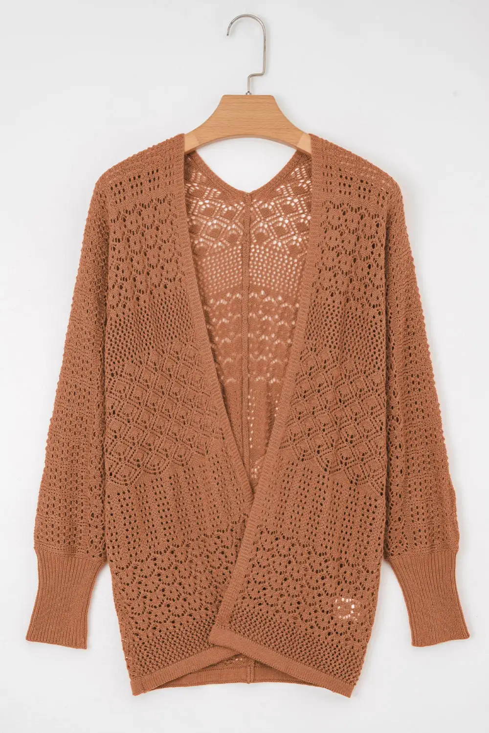 Open-Front Knit Openwork Cardigan