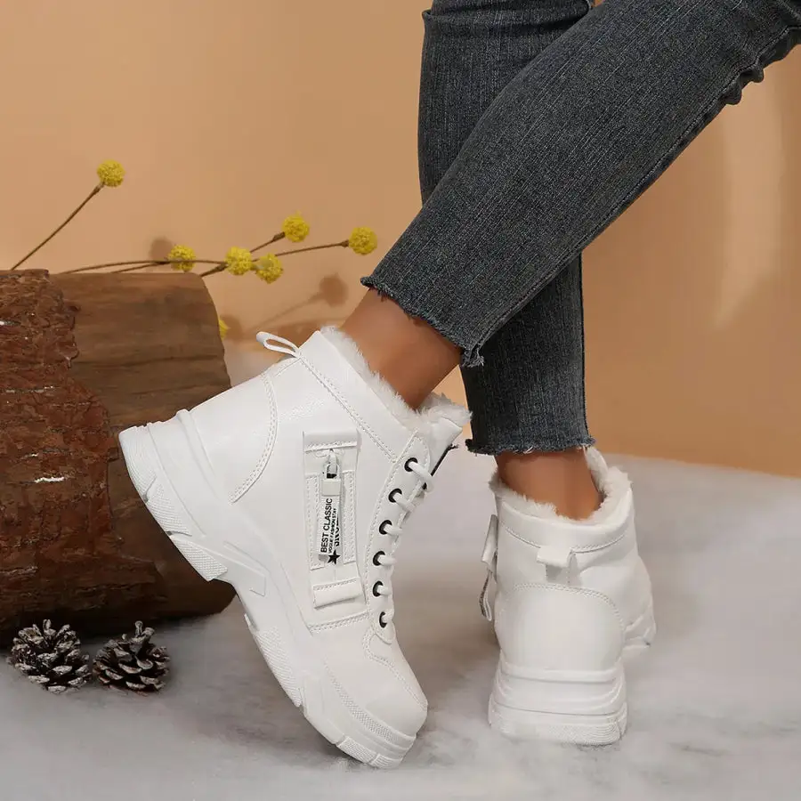 Lace Up Combat Boots with Fleece Line