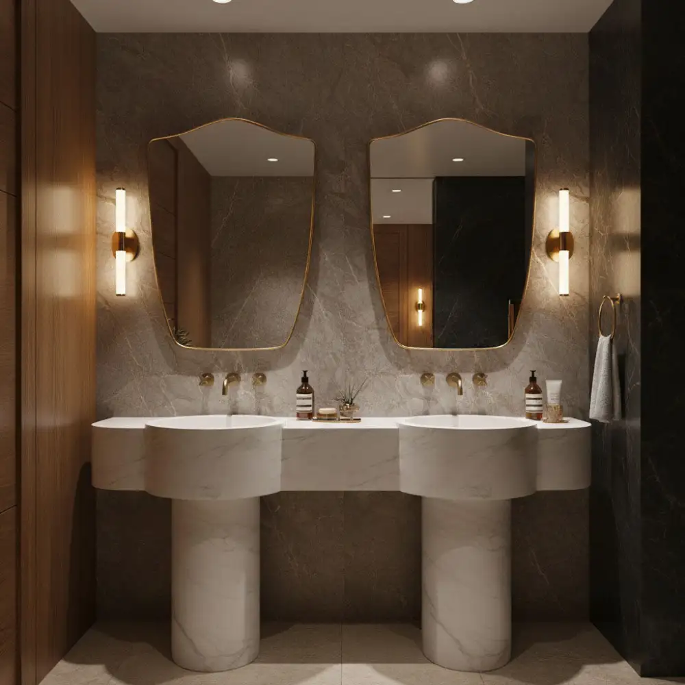 Organic Shield Brass Wall Mirror