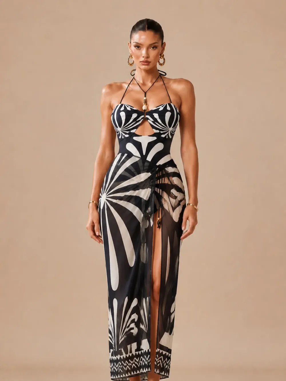 Lily Printed Cut-out Swimsuit Set