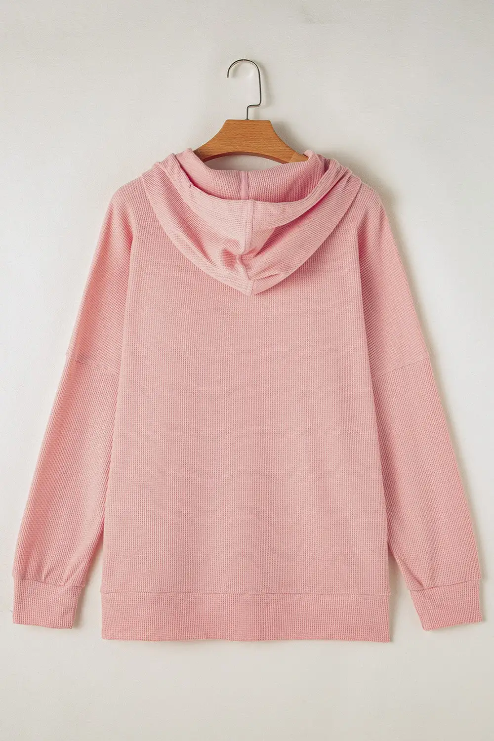 Long-Sleeve Waffle-Textured Knit Hoodie