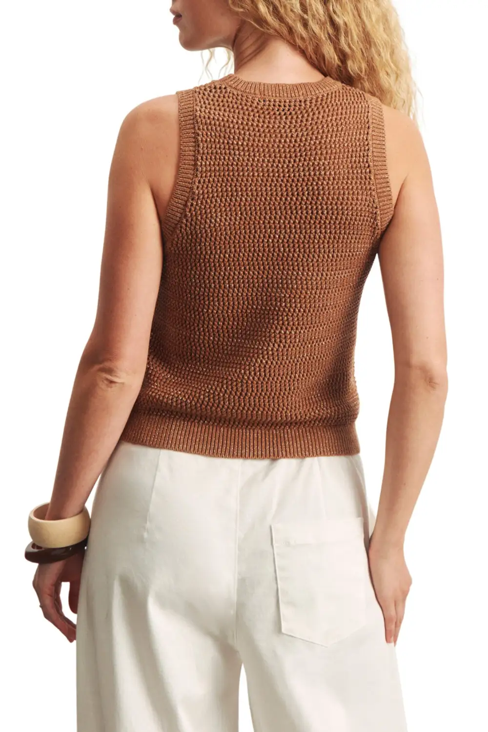 Metallic Halter Cropped Fitted Tank Top