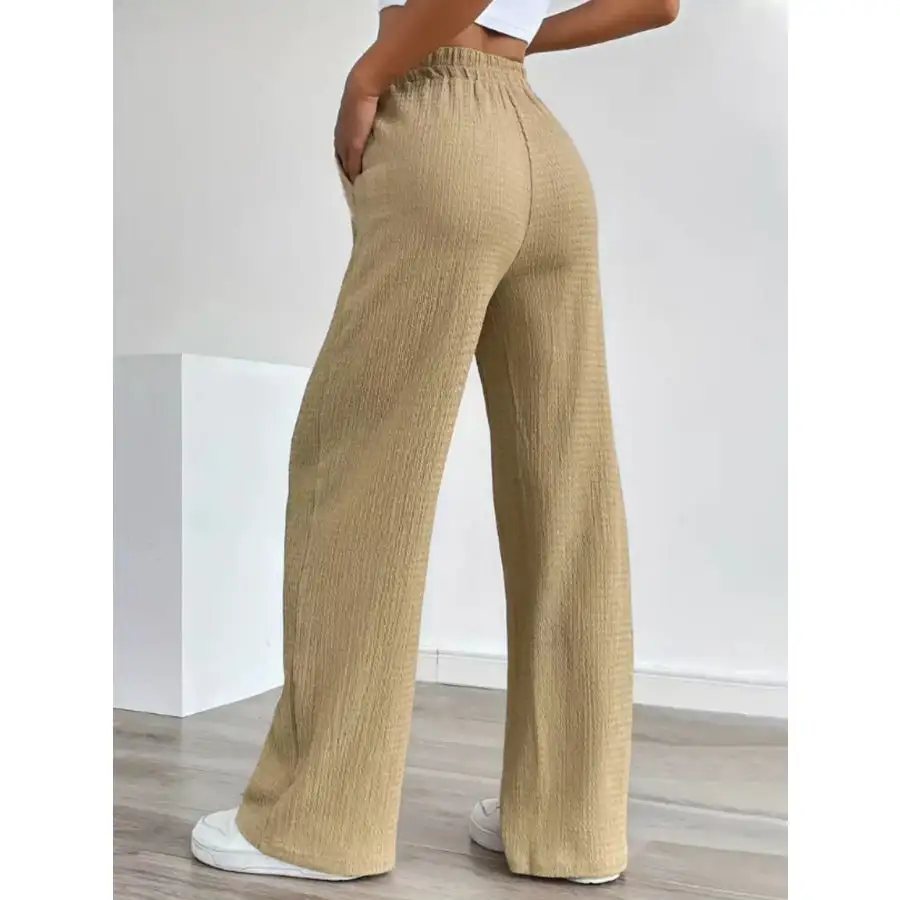 Texture Wide Leg Pants