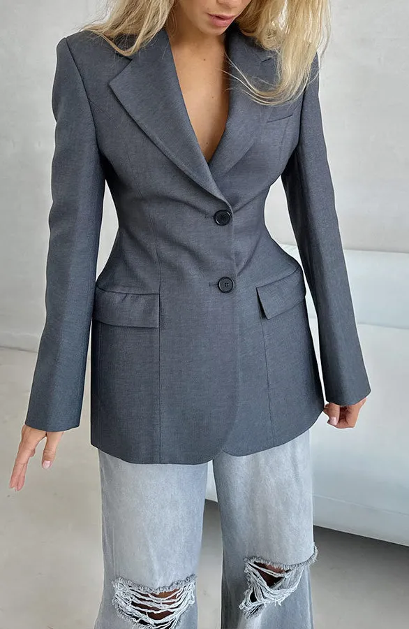 V-Neck Single-Breasted Lightweight Blazer