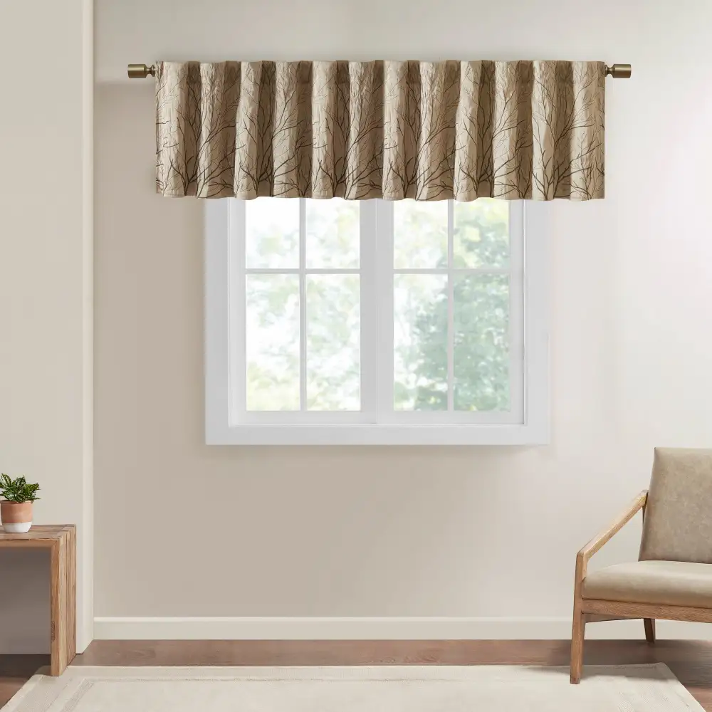 Refined Faux Silk Branch Back-Tab Valance