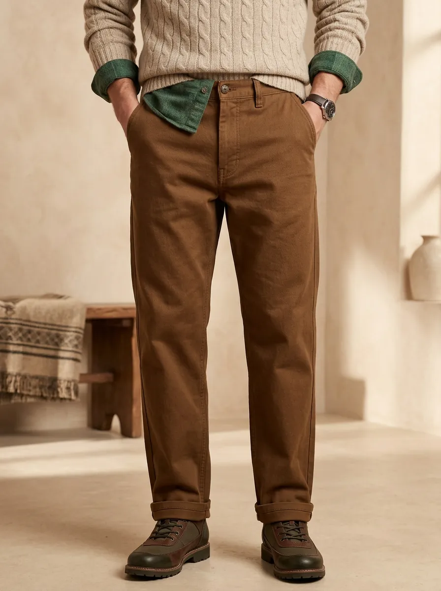 Men's Autumn Winter Everyday Cotton Chino Pants