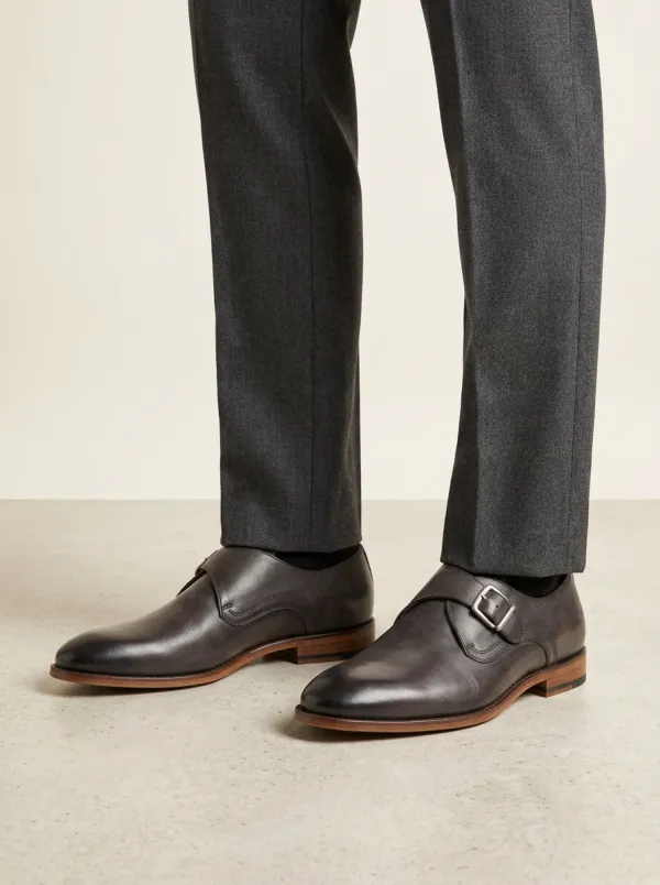 Men's Formal Business Single Monk Strap Leather Shoes