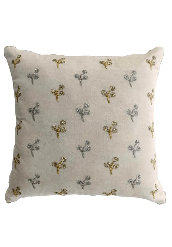 Artisan Motif Embroidered Velvet Decorative Cushion Cover
