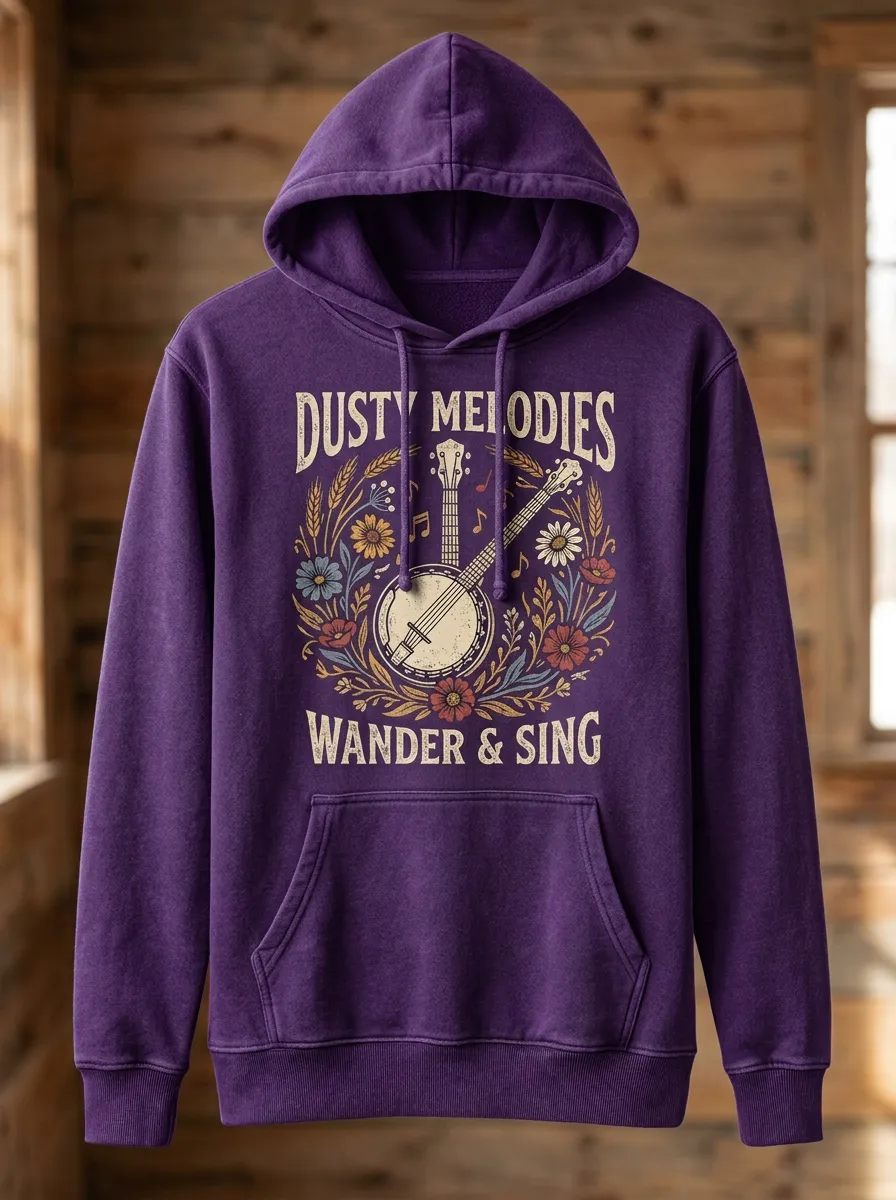 Banjo Floral Unisex Country Music Printed Hoodie