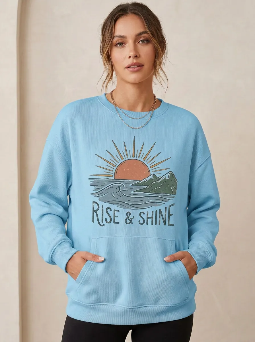 Nature Lover Rise And Shine Mountain Ocean Sweatshirt