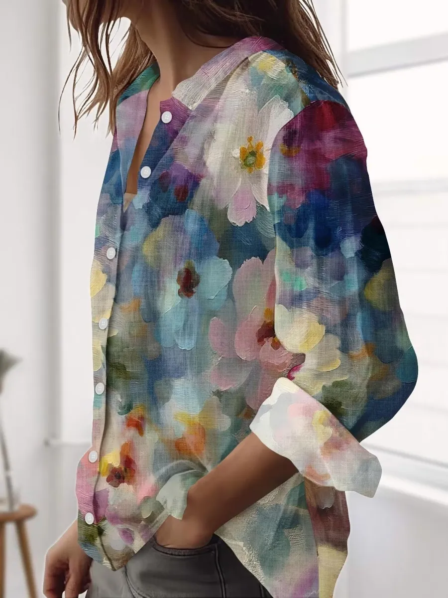 Abstract Flower Print Shirt