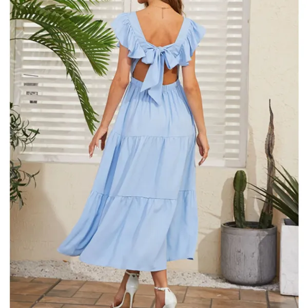 Flutter Sleeve Cutout Summer Midi Dress
