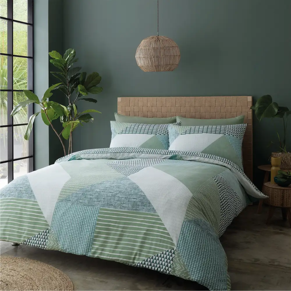 Modern Bedroom Reversible Geometric Cotton Duvet Cover Set