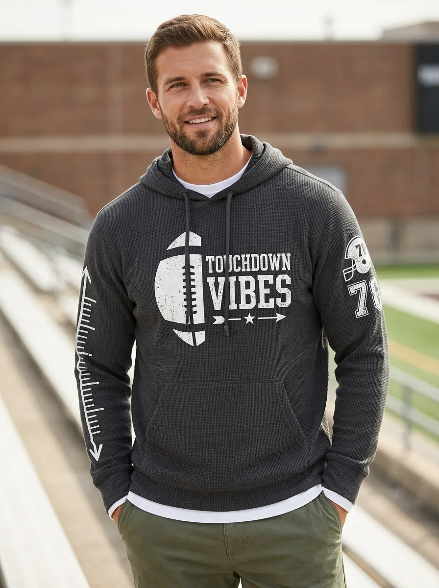 Men's Football Touchdown Vibes Graphic Printed Hoodie