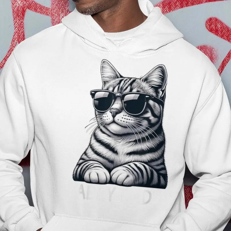 Tabby Daddy Cat Dad Graphic Grey Tabby Cat Lover Hoodie