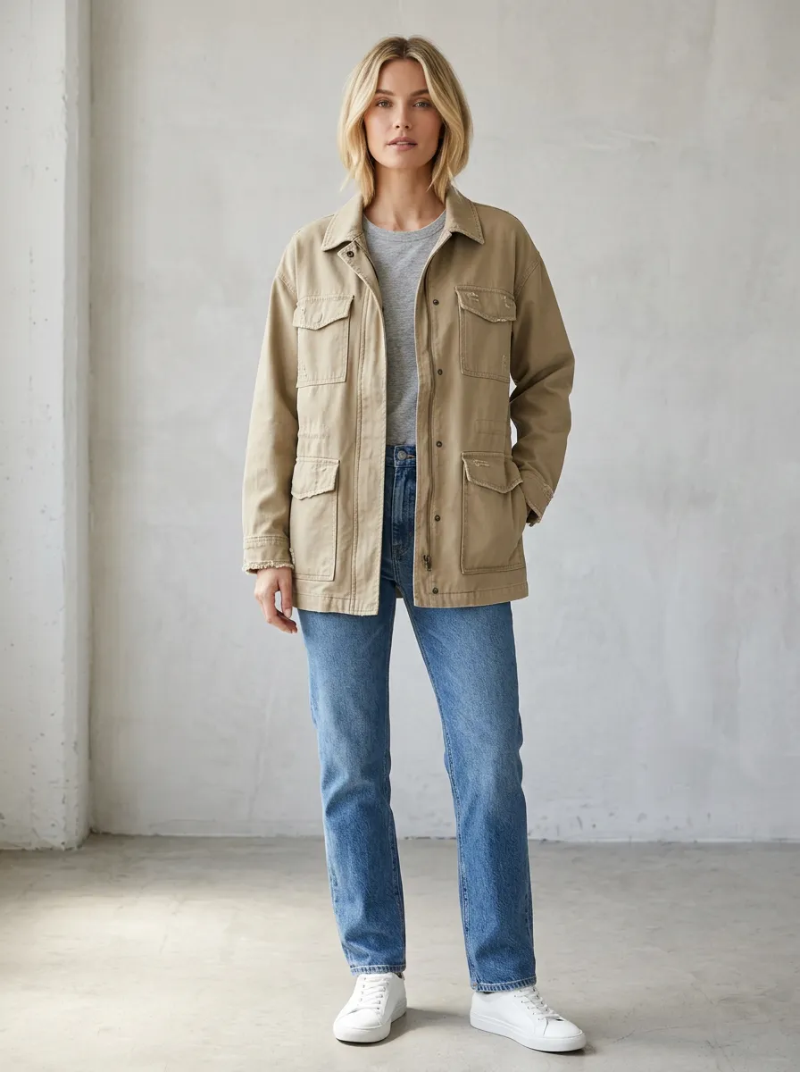 Utility Field Denim-Style Women's Casual Jacket