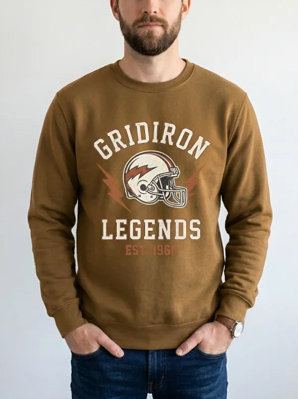 Classic Men's Football Fan Gridiron Legends Helmet Printed Sweatshirt