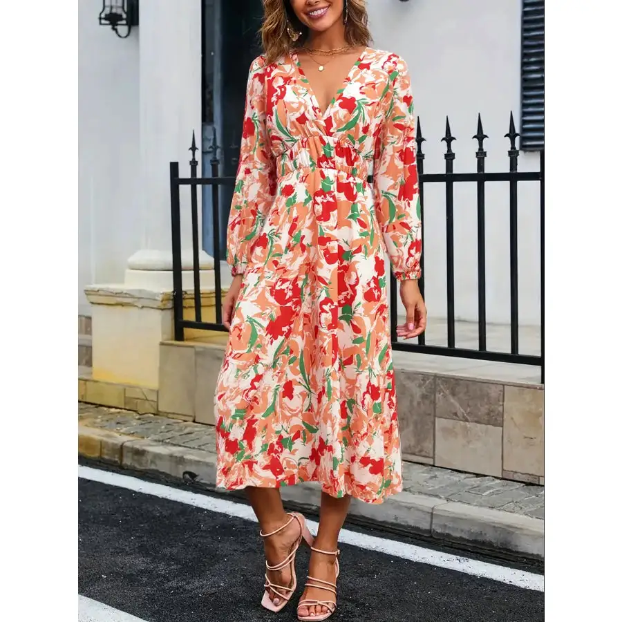 Long Sleeve Wrap Midi Dress