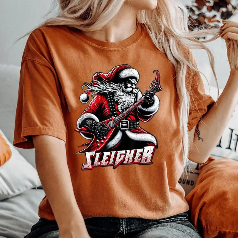 Sleigher Hail Santa Heavy Metal Christmas For & Women Women's Oversized Comfort T-Shirt
