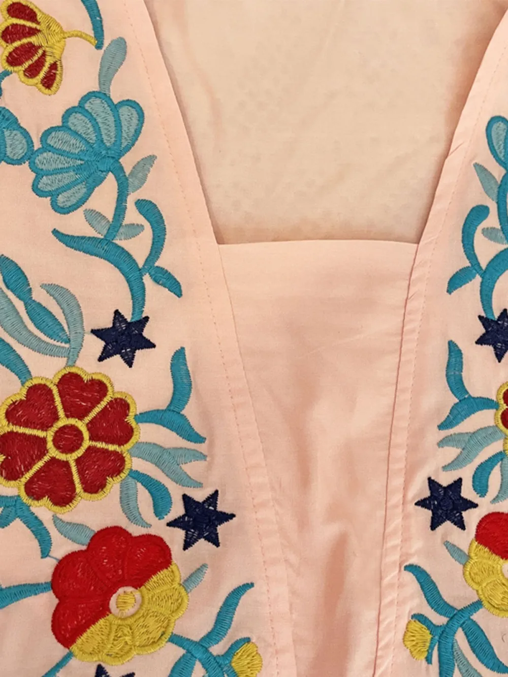 Textured Floral Embroidered Boho Maxi Dress