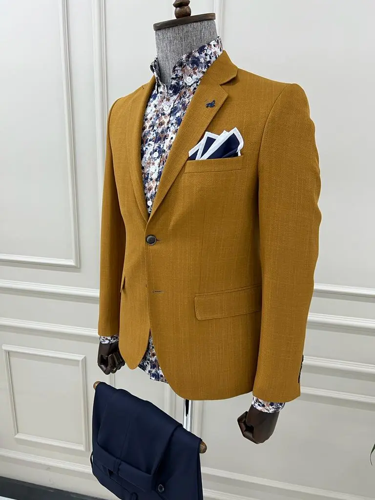 Contemporary Slim Fit Mono Collar Blazer