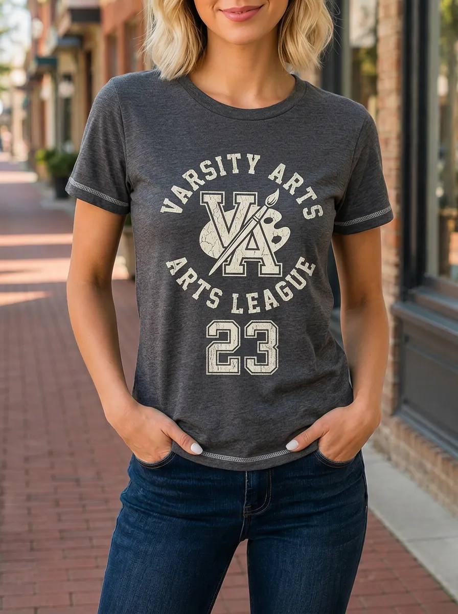 Women's Varsity Arts League Paintbrush Printed T-Shirt
