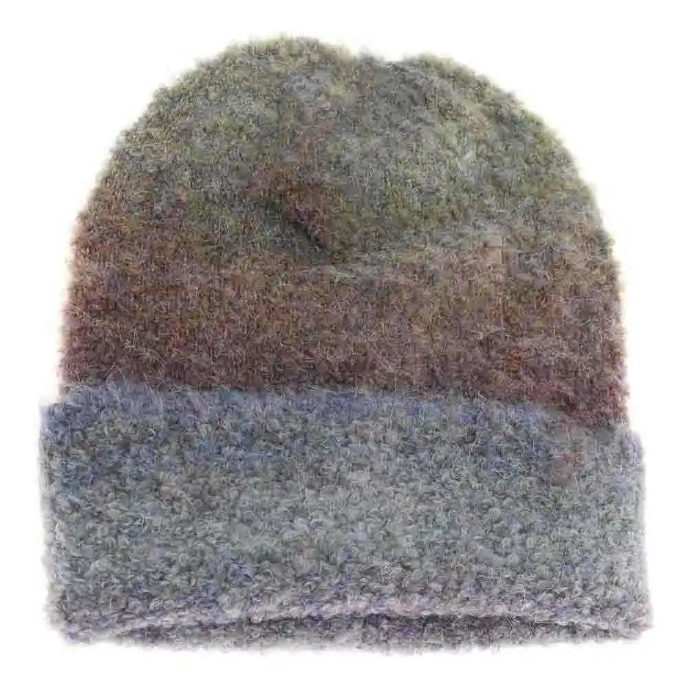 Multi-colored Slouchy Mohair Cuffed Beanie