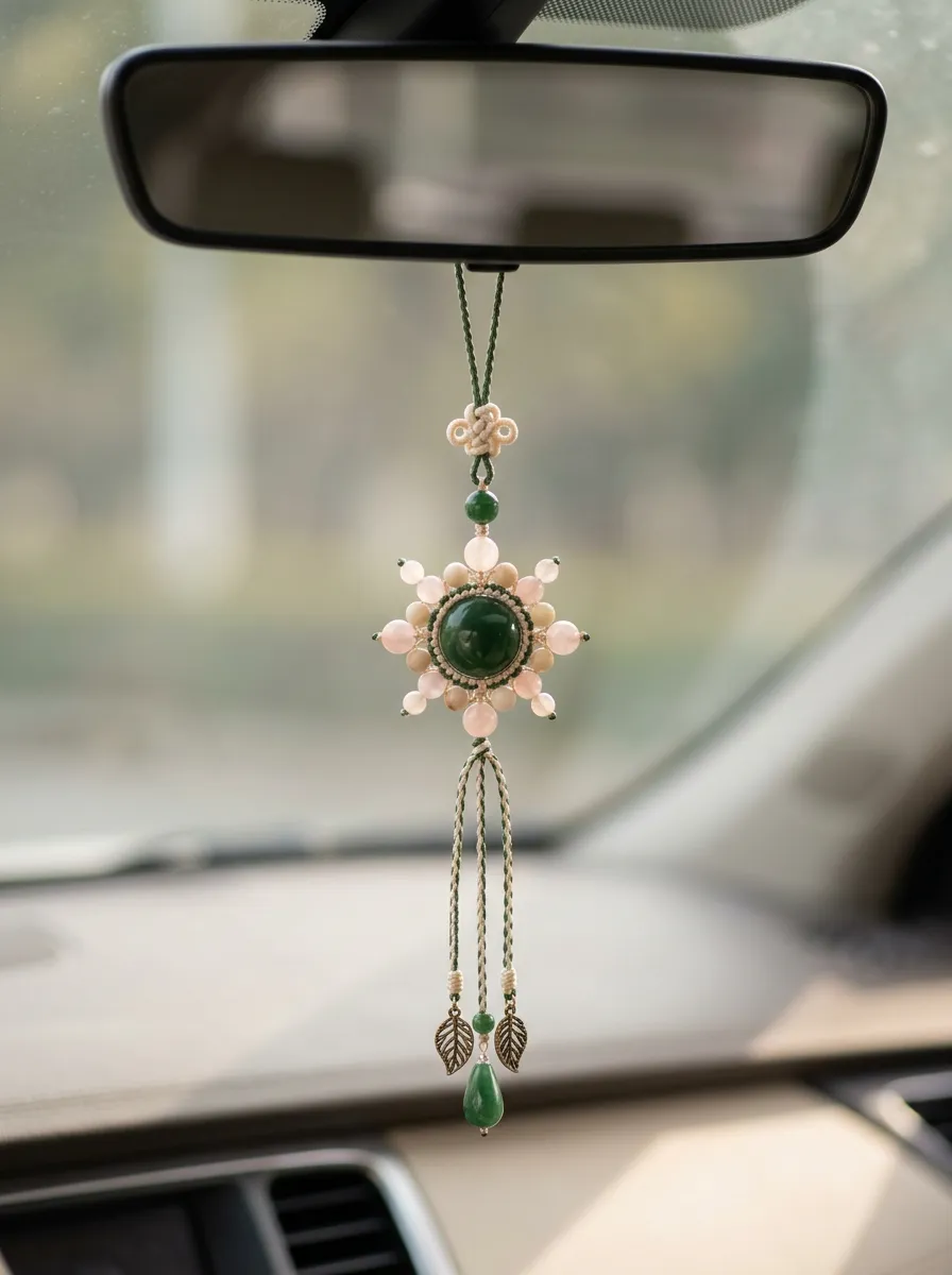 Refined Beaded Tassel Rearview Mirror Hanging Ornament