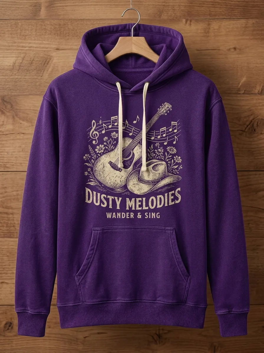 Western Guitar Cowboy-Hat Unisex Country Music Printed Hoodie