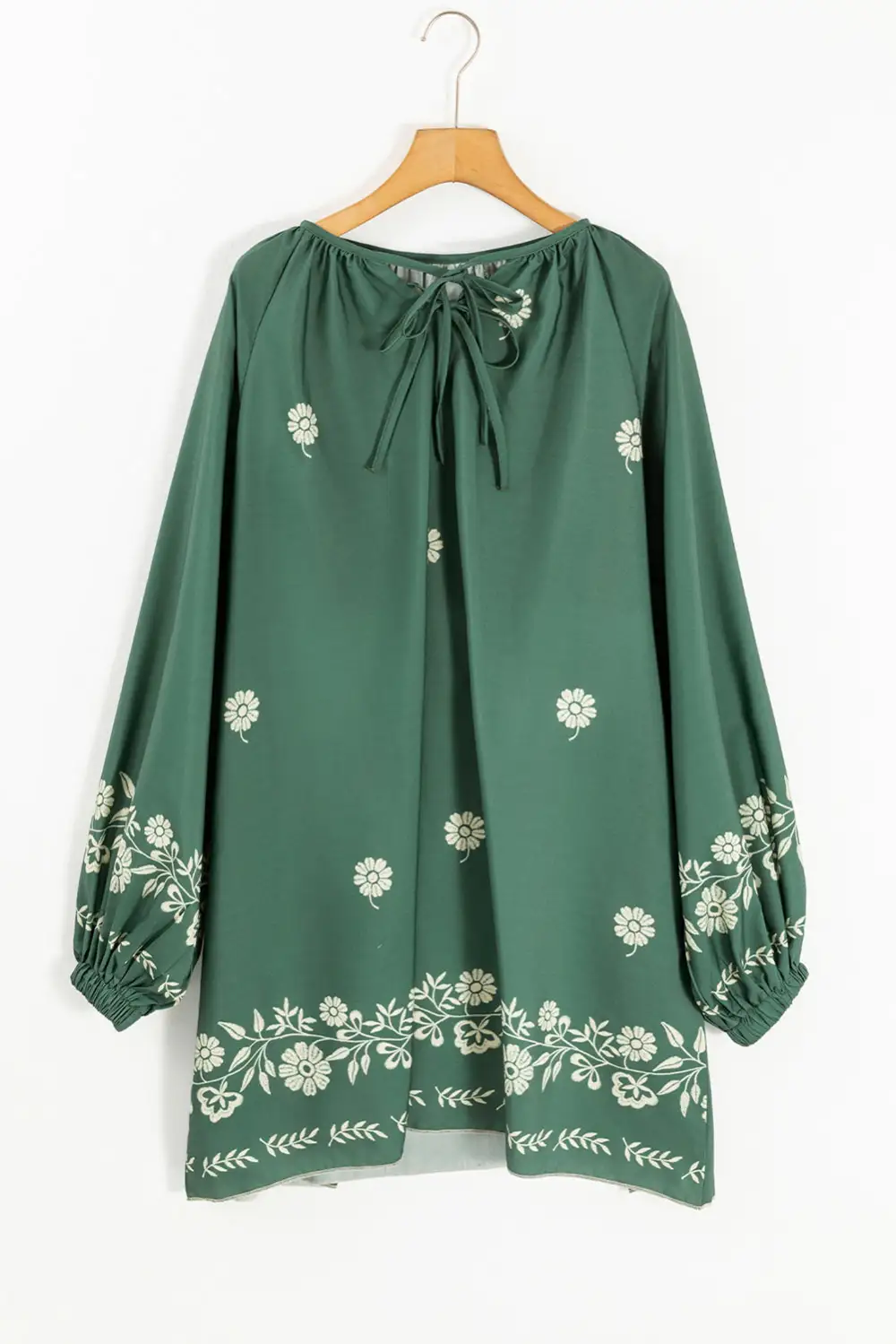 Floral Tie Detail Puff Sleeve Mini Dress