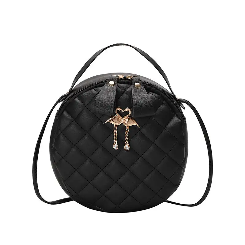 Compact Quilted Round Handbag