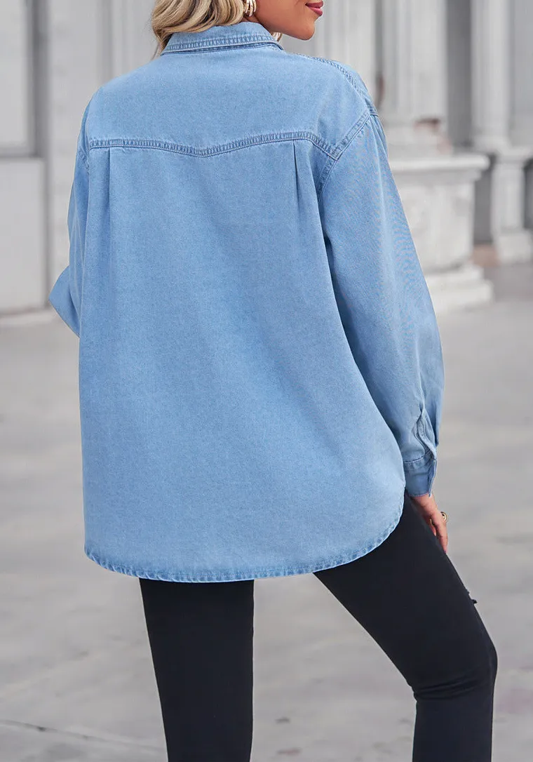 Collared Drop Shoulder Denim Shirt