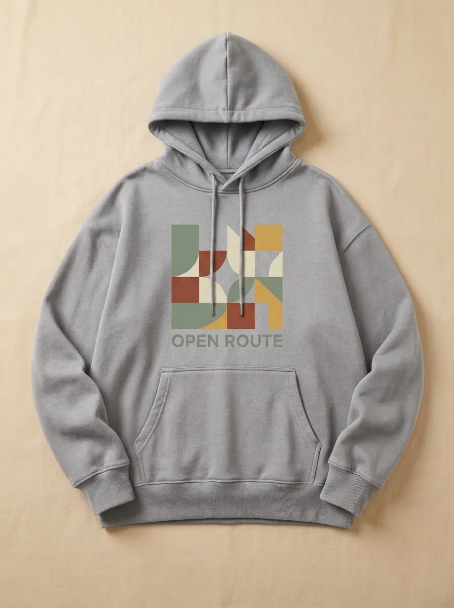Minimal Open Route Geometric Abstract Hoodie
