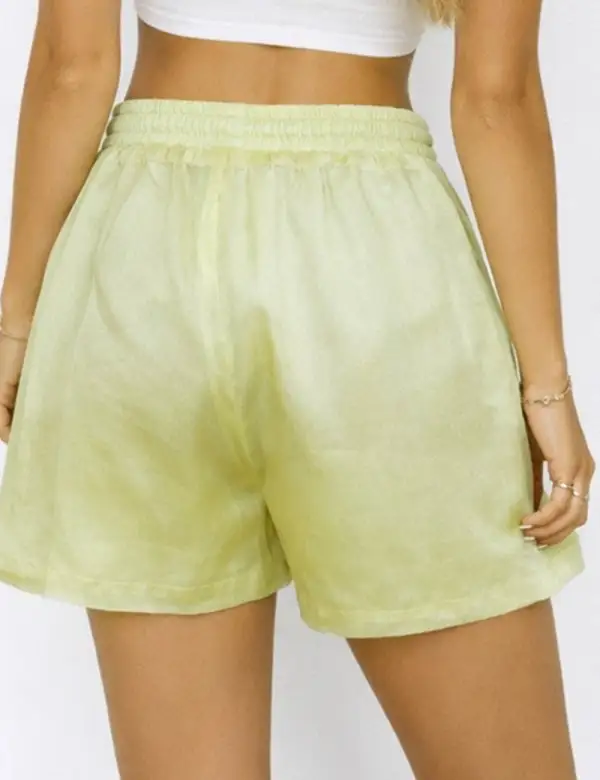Solid Color Elastic Waist Drawstring Wide Leg Shorts