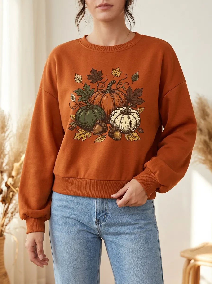 Clean Printed Acorn Graphic Sweatshirt