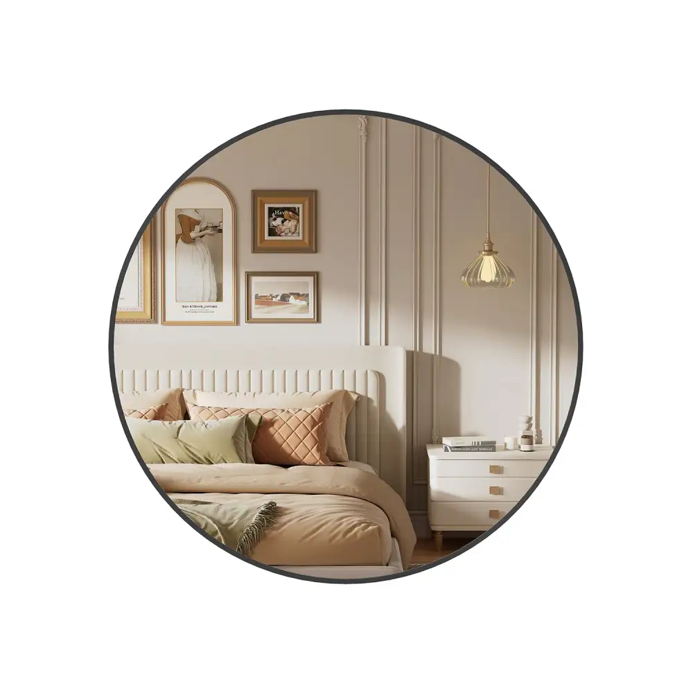 Large Round Metal Wall Mirror