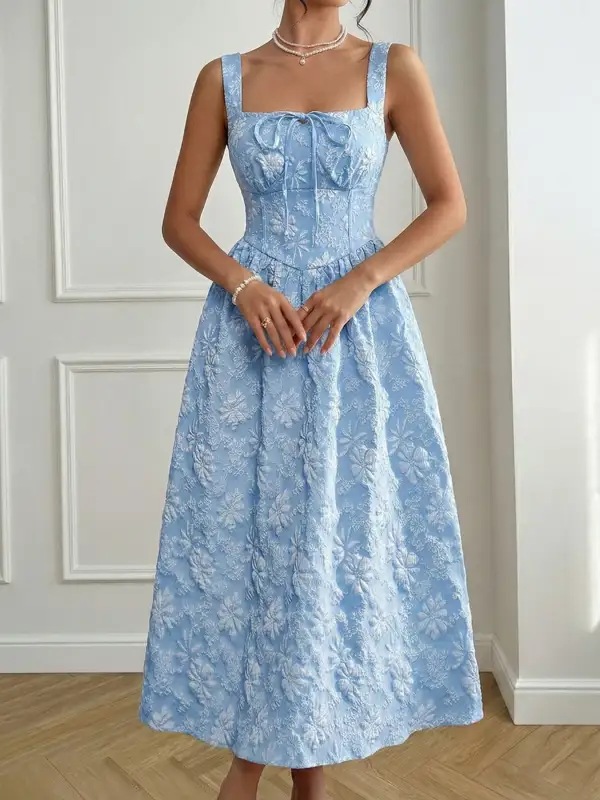 A-Line Floral Midi Dress
