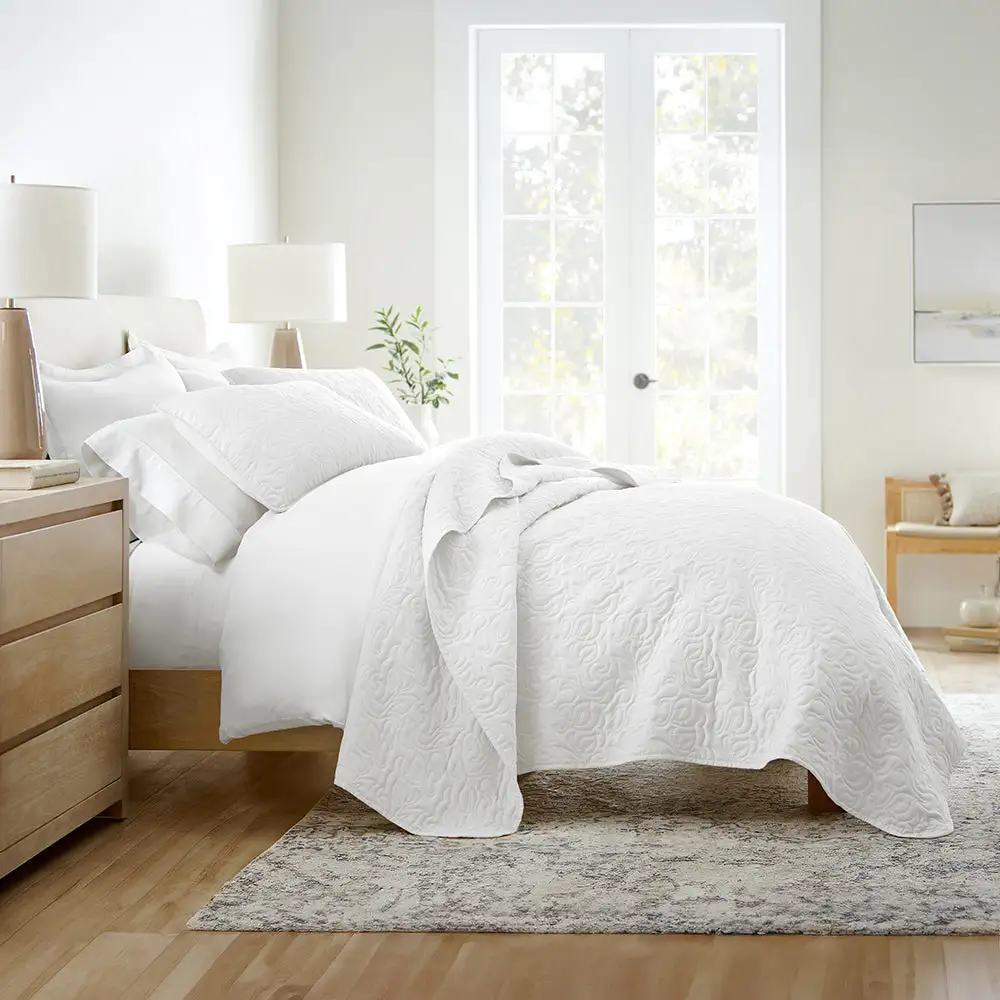 Floral Stitch Quilted Coverlet Set