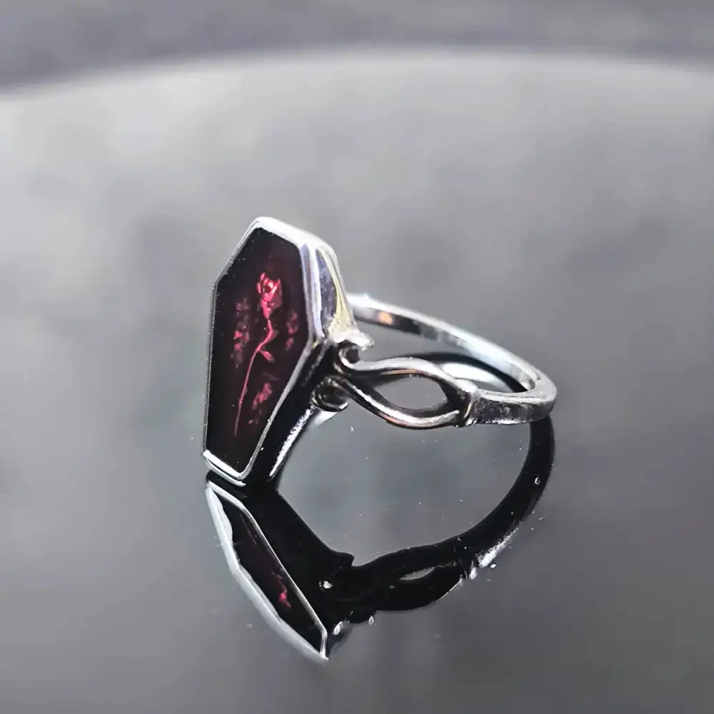 Men's Gothic Rose Coffin Ring