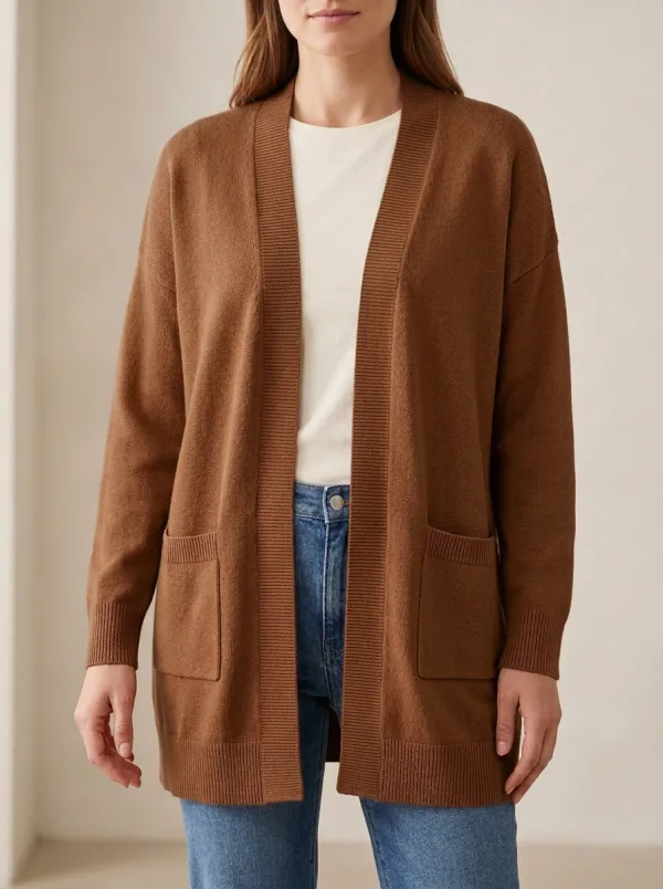 Relaxed Open-Front Knit Cardigan