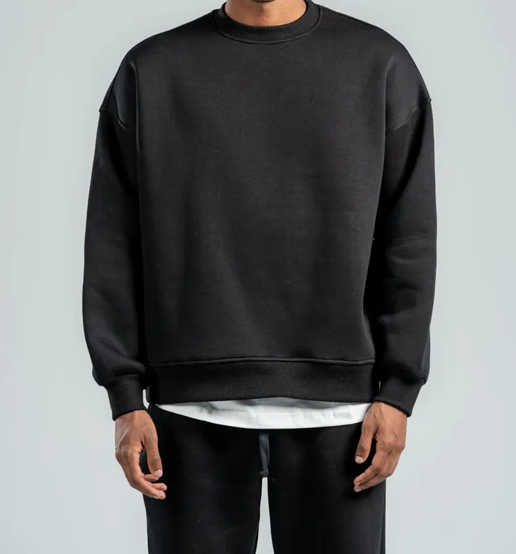 Black Boxy Fit Crewneck Sweatshirt