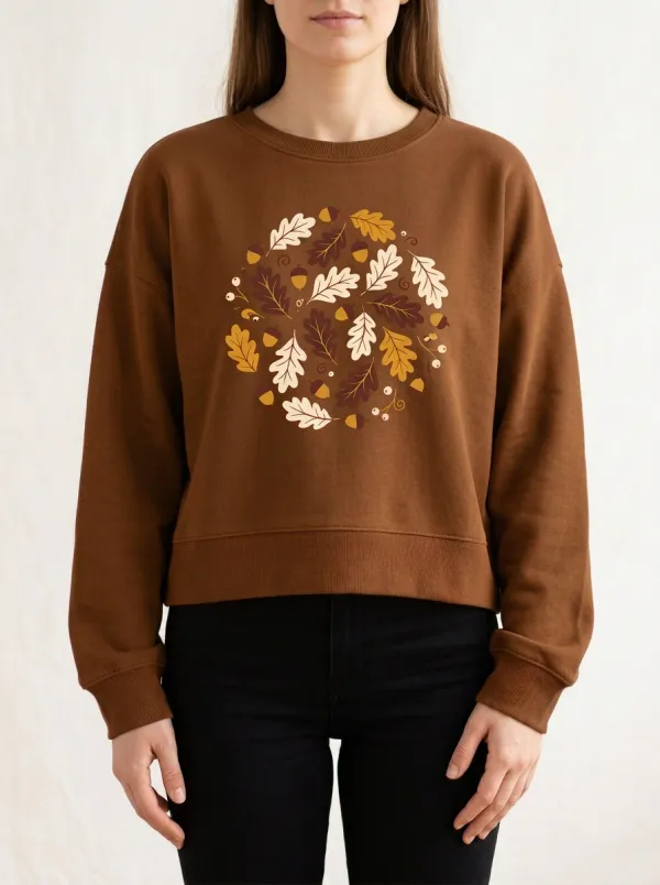 Cozy Printed Acorn Graphic Sweatshirt