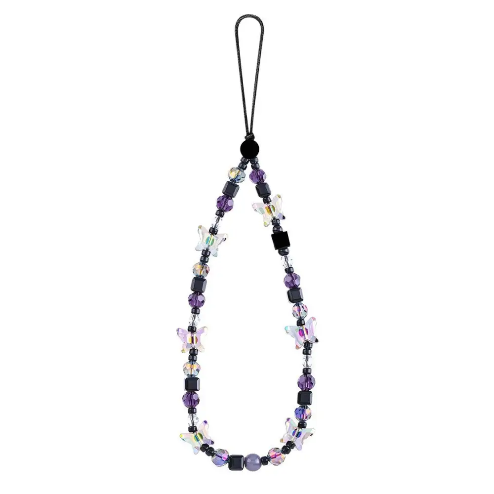 Classic Crystal Butterfly Beaded Phone Charm Strap