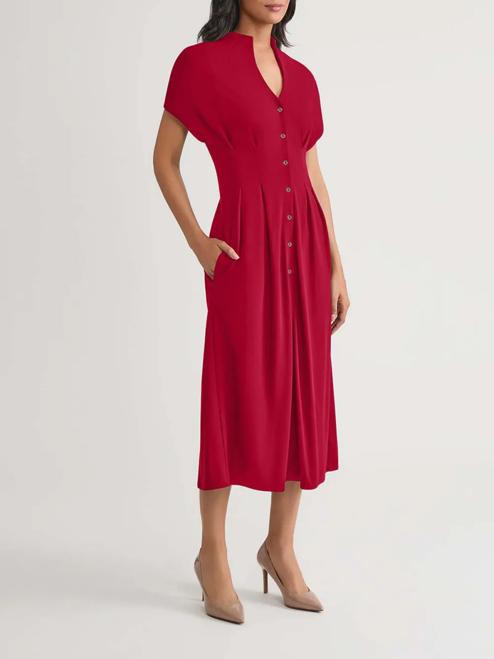 Stand Up Collar Button Up Dress