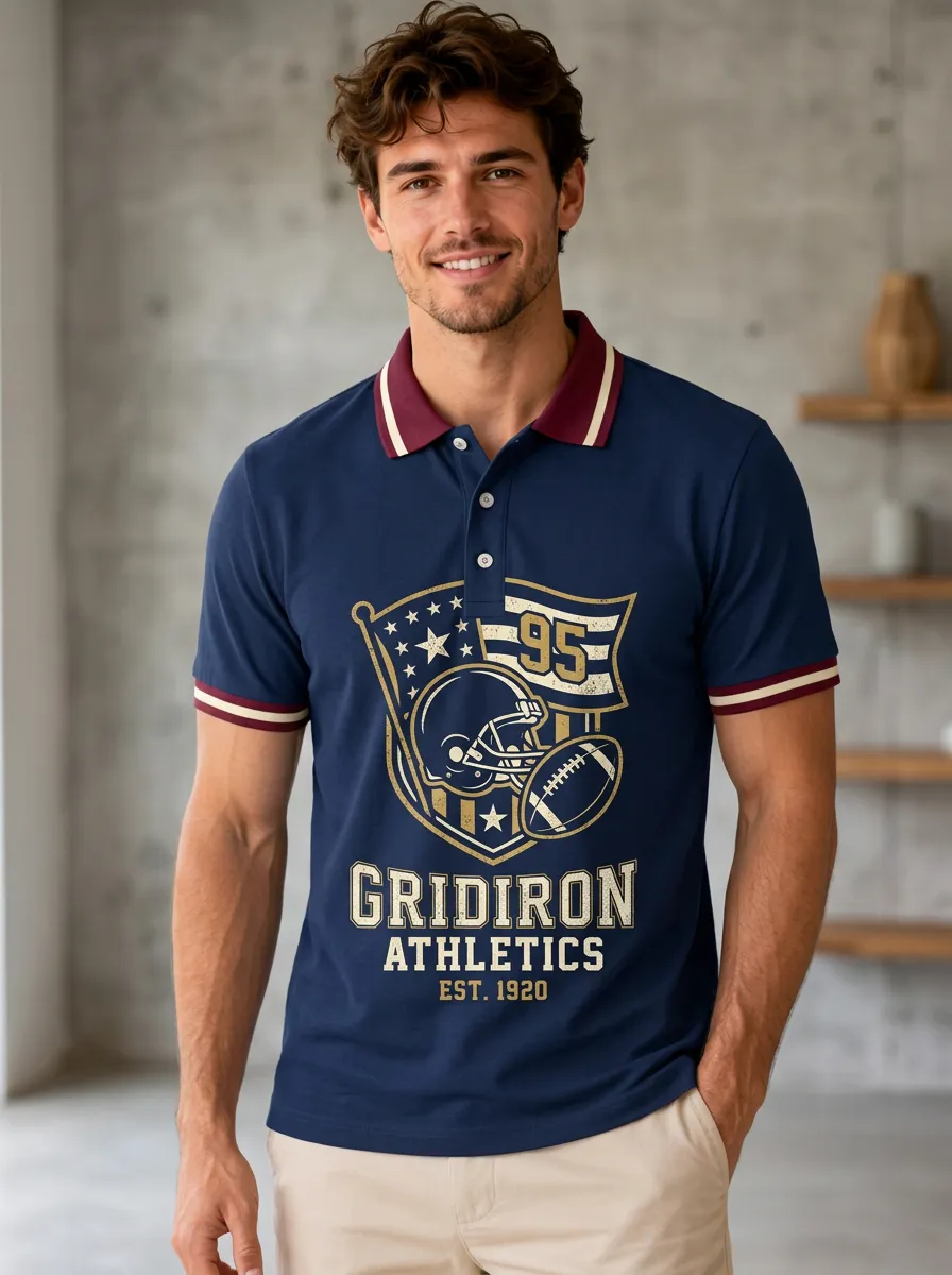 Men's Relaxed Gridiron Helmet Polo Shirt