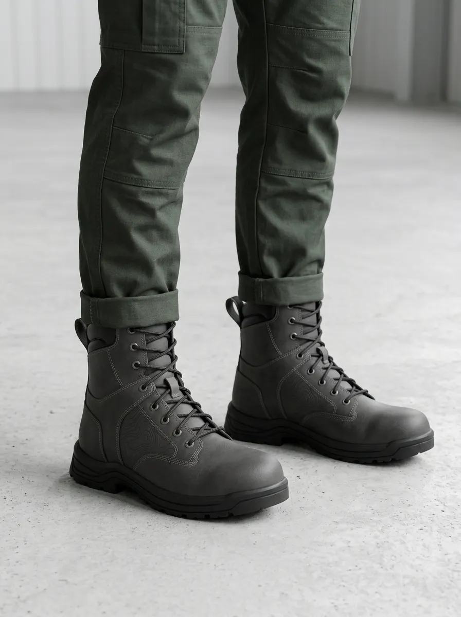 Unisex Casual Outdoor Enthusiast Topographic Map Print Work Boots