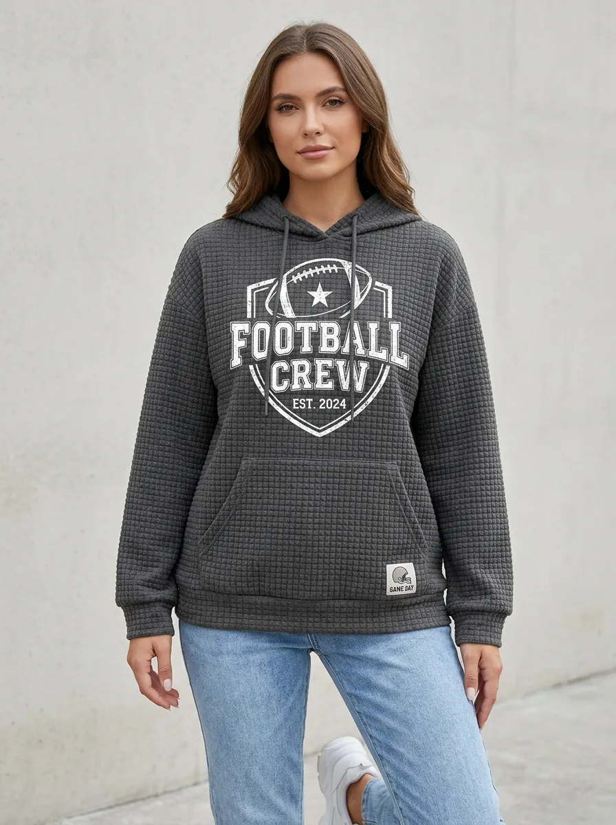 Women's Football Crew Shield Graphic Waffle Hoodie