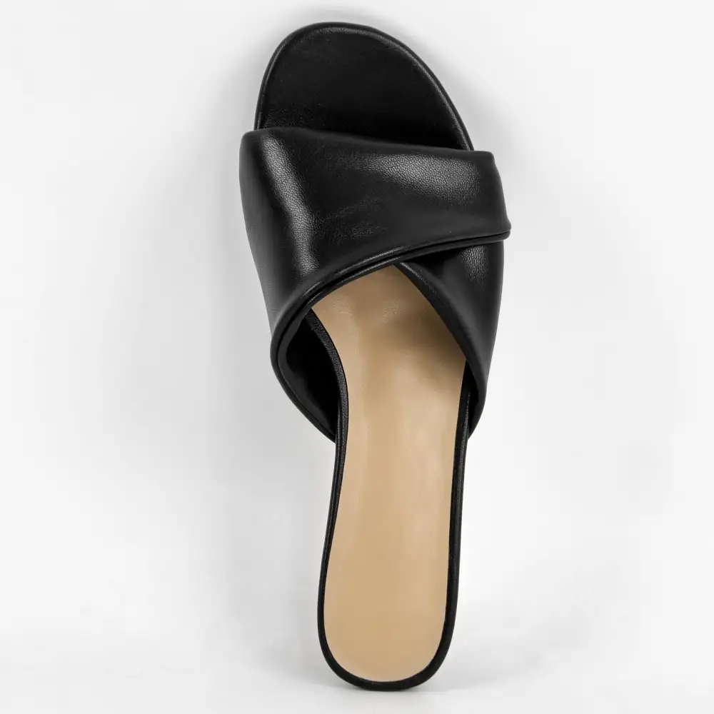 Round Toe Kitten Heel Mule Sandals