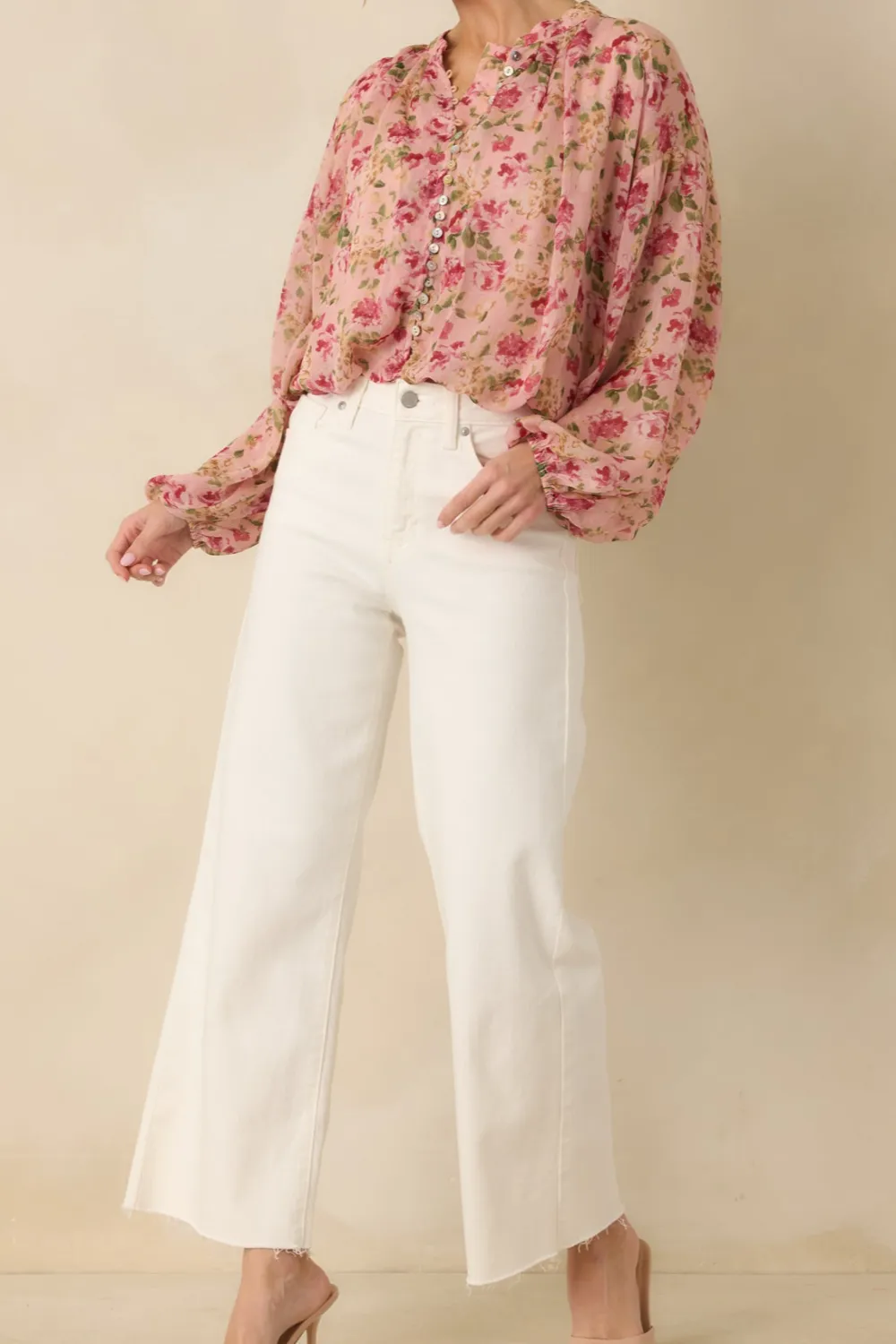 Floral Where Button Front Blouse
