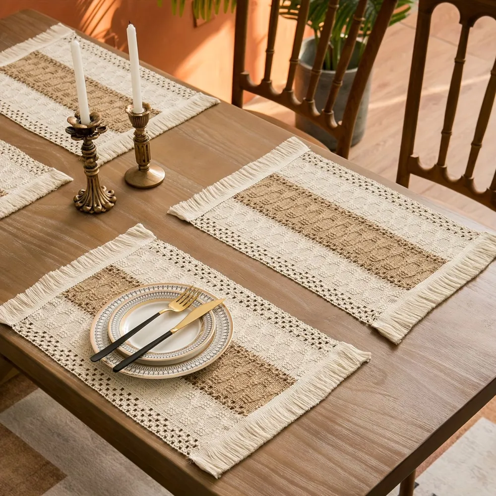4 Pcs Tassel Edge Woven Placemat